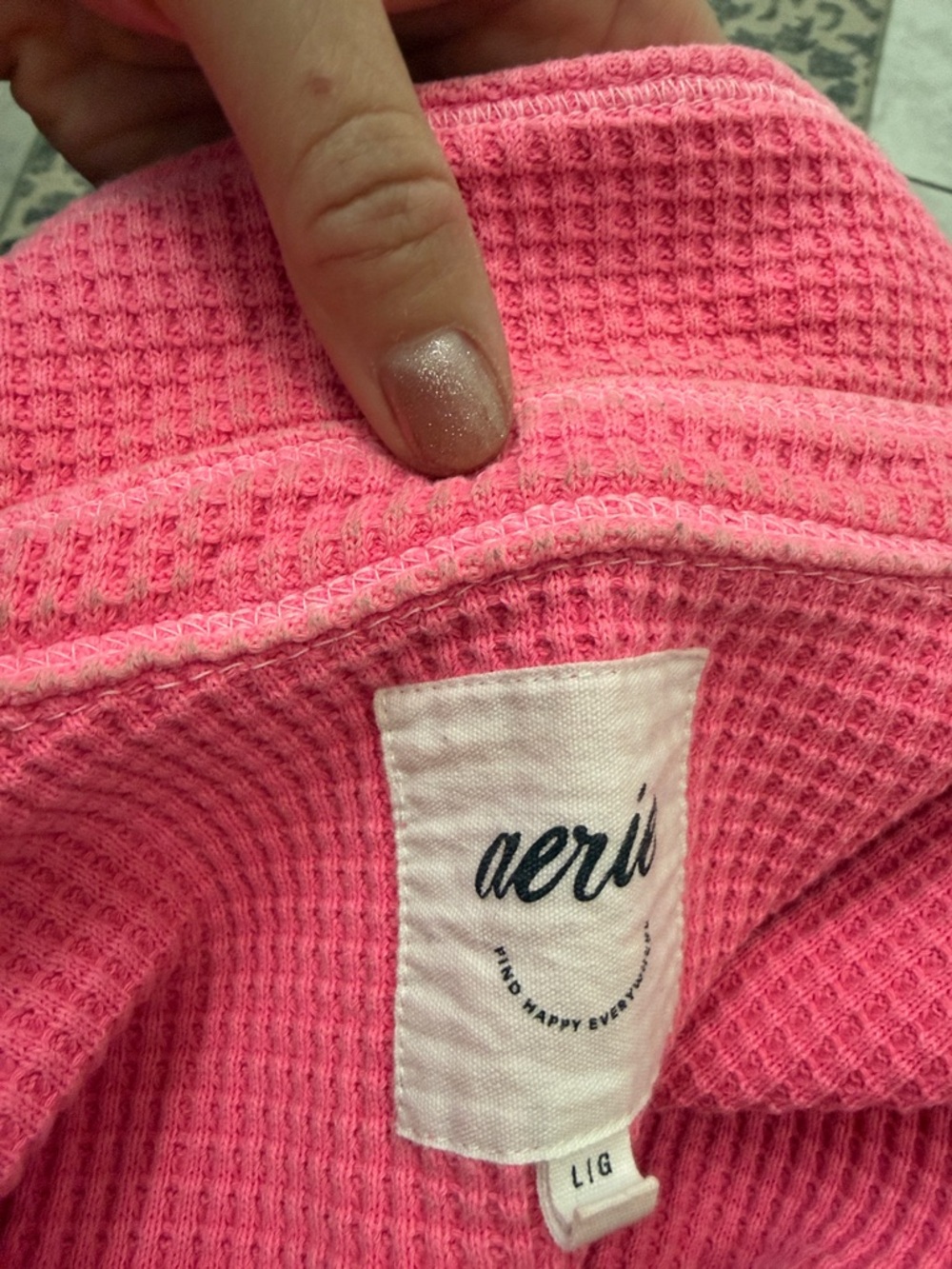 Aerie Pink Waffle Knit Button-Up Shirt - Picture 11 of 11